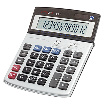 12-digit business desk calculator with dual power (solar and battery)