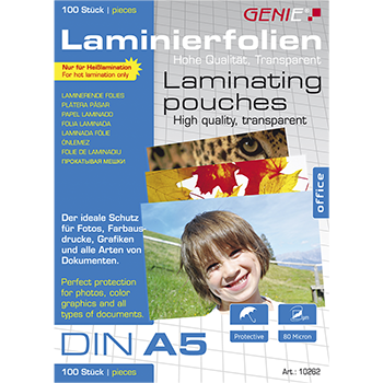 Laminating pouches (DIN A5 80 microns) 100 pack