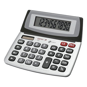 10-digit business desktop calculator with dual power (solar and battery) and jumbo display