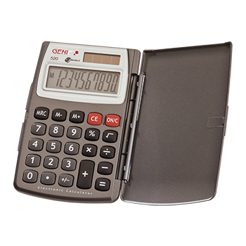 10-digit pocket calculator with dual power (solar and battery) and cover