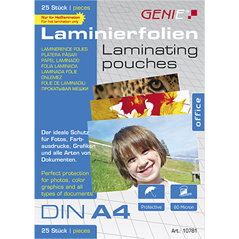 Laminating pouches (DIN A4, 80 microns) 25 pack