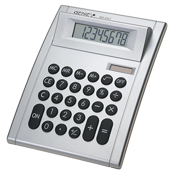 8-digit desktop calculator with dual power (solar and battery)