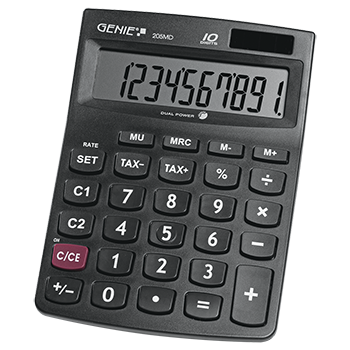 10-digit desktop calculator with dual power (solar and battery), jumbo display, compact design) black