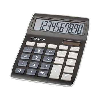 10-digit desktop calculator with dual power (solar and battery), black