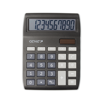 10-digit desktop calculator with dual power (solar and battery), black