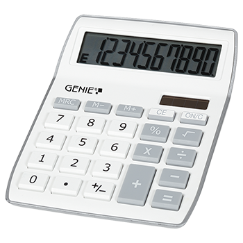 10-digit desktop calculator with dual power (solar and battery), grey