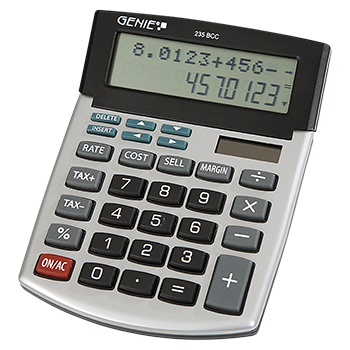 12-digit desktop calculator with dual power (solar and battery) and back check correct function