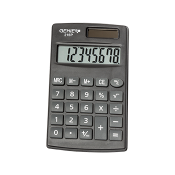 8-digit pocket calculator with dual power (solar and battery)