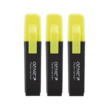 Text marker, yellow 
3 x Neon yellow with wedge tip,  Pack of 3, width approx. 1 - 5 mm, individually Removable