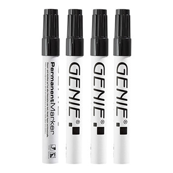 Permanent marker, black 
Pack of 4 with 1-3 mm round tip and metal shank