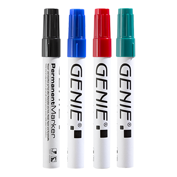 Permanent marker, sorted, with round tip and metal shank, stroke width 1 - 3 mm
Pack of 4: 1 x black, blue, red and green