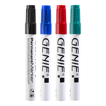 Permanent marker, sorted with wedge tip and metal shank, stroke width 1 - 5 mm
Pack of 4: 1 x black, blue, red and green