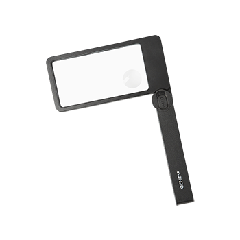 Rectangular magnifier lens with LED lighting and foldable handle