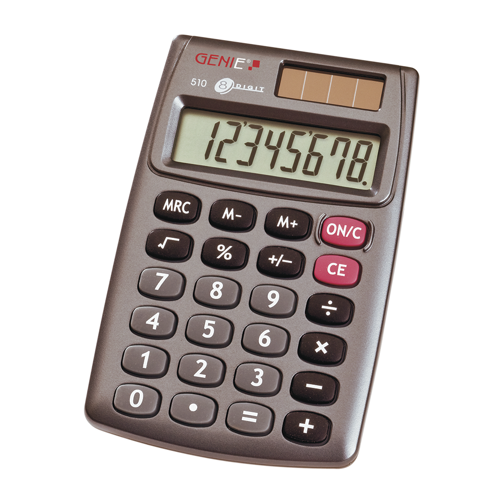 8-digit pocket calculator with dual power (solar and battery),