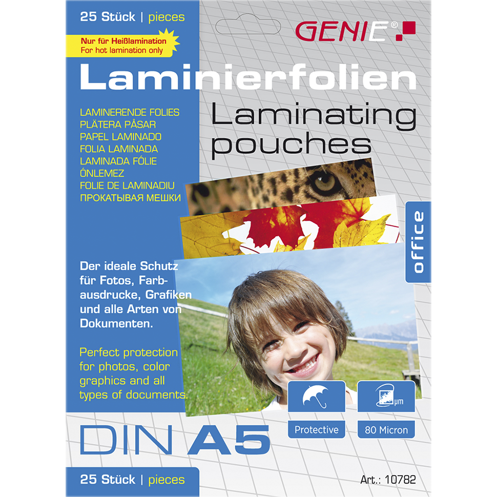 Laminating pouches (DIN A5, 80 microns) 25 pack