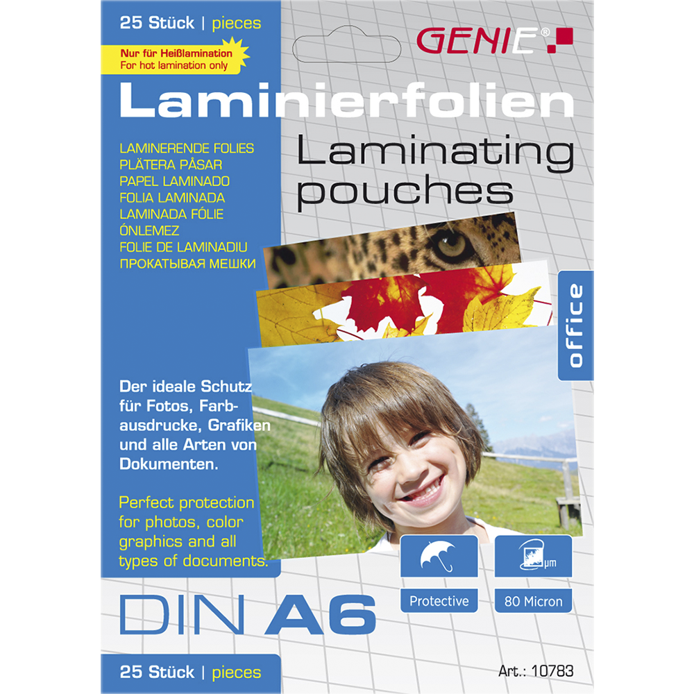 Laminating pouches (DIN A6, 80 microns) 25 pack