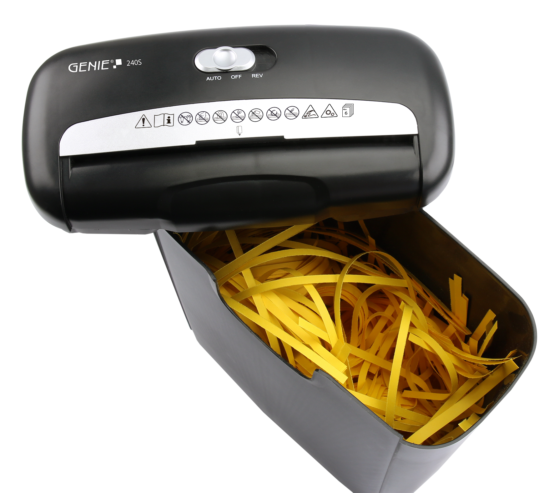 Papershredder, 6 sheets strip cut and credit card shredder