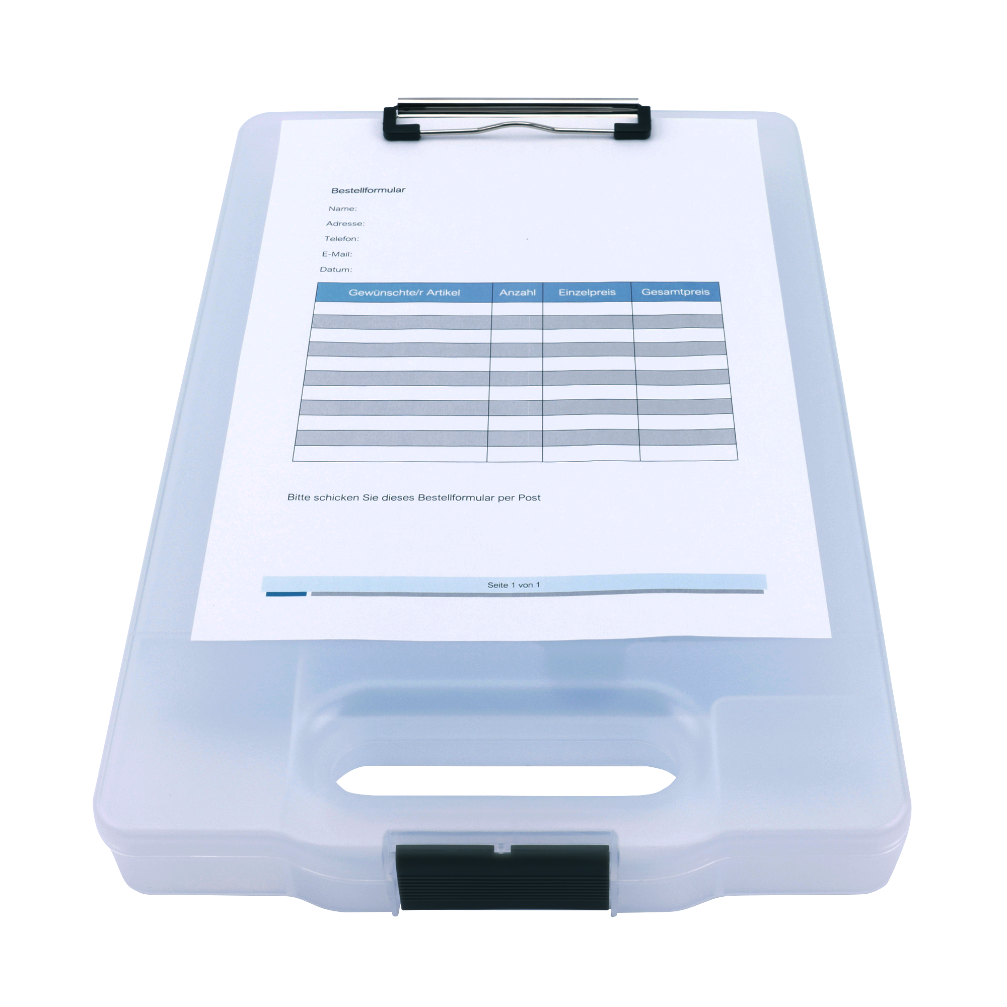 A4 clipboard with large storage compartment