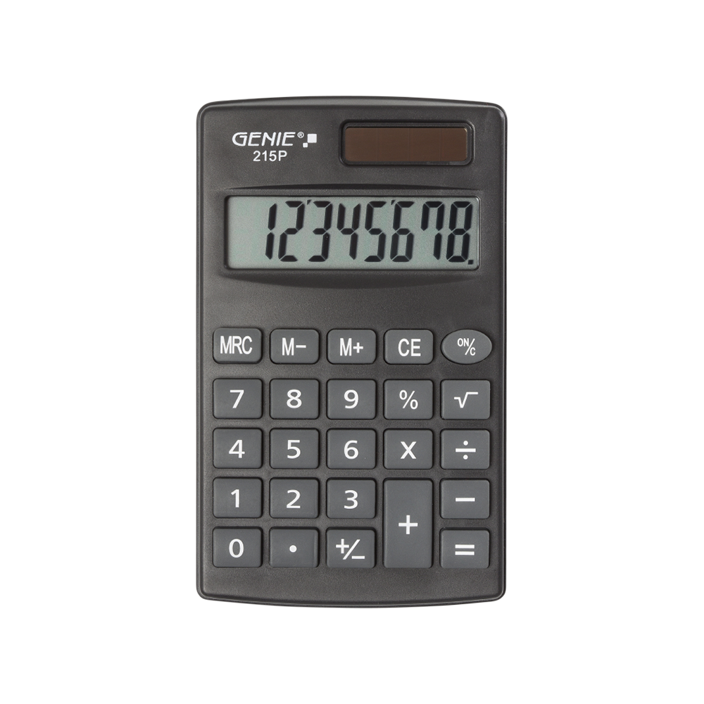 8-digit pocket calculator with dual power (solar and battery)