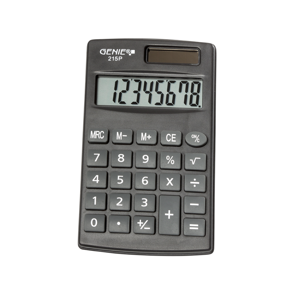 8-digit pocket calculator with dual power (solar and battery)