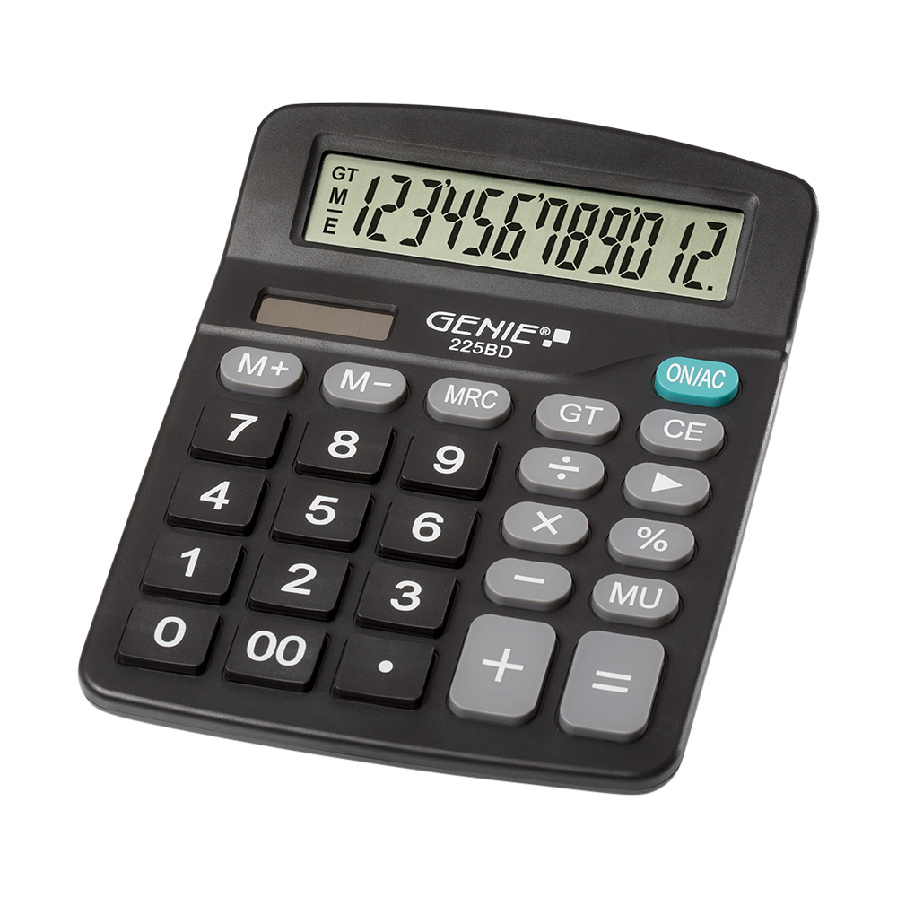 12-digit desktop calculator with dual power (solar and battery)