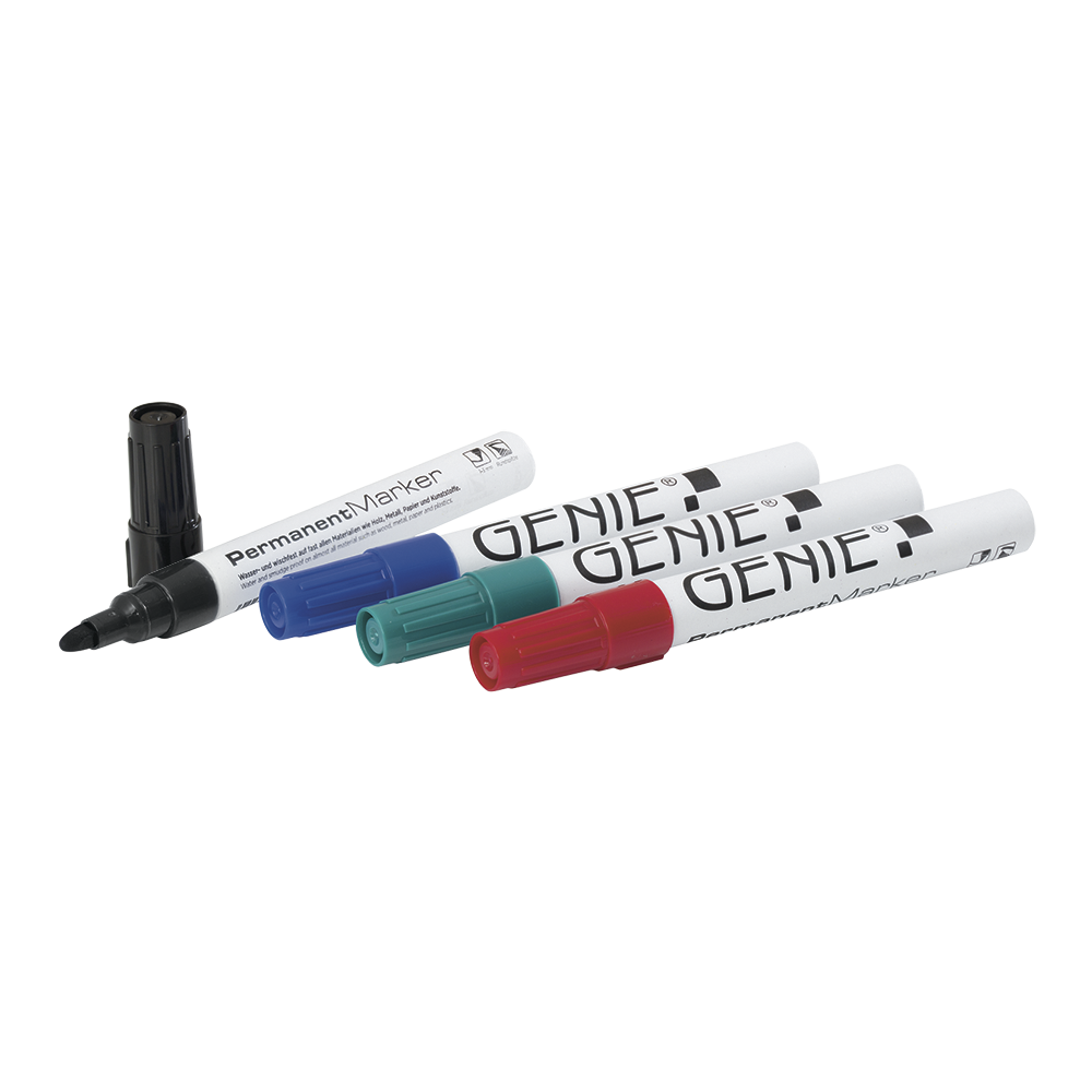 Permanent Marker, farbig sortiert, mit Rundspitze und Metallschaft, Strichbreite 1-3 mm
4er Pack Inhalt: je 1x schwarz, blau, rot und grn