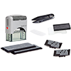 Self-inking stamp set with up to 5 lines
