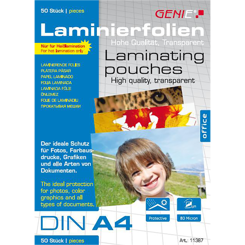 Laminating pouches (DIN A4 80 microns) 50 pack