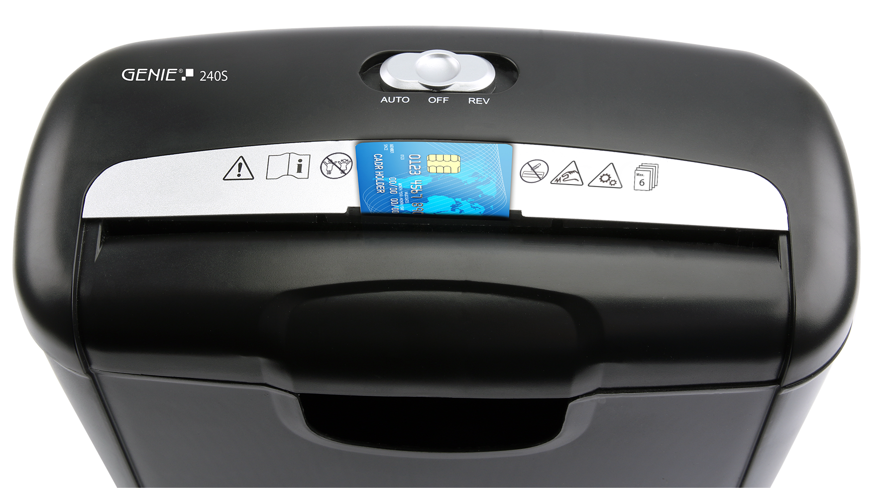 Papershredder, 6 sheets strip cut and credit card shredder
