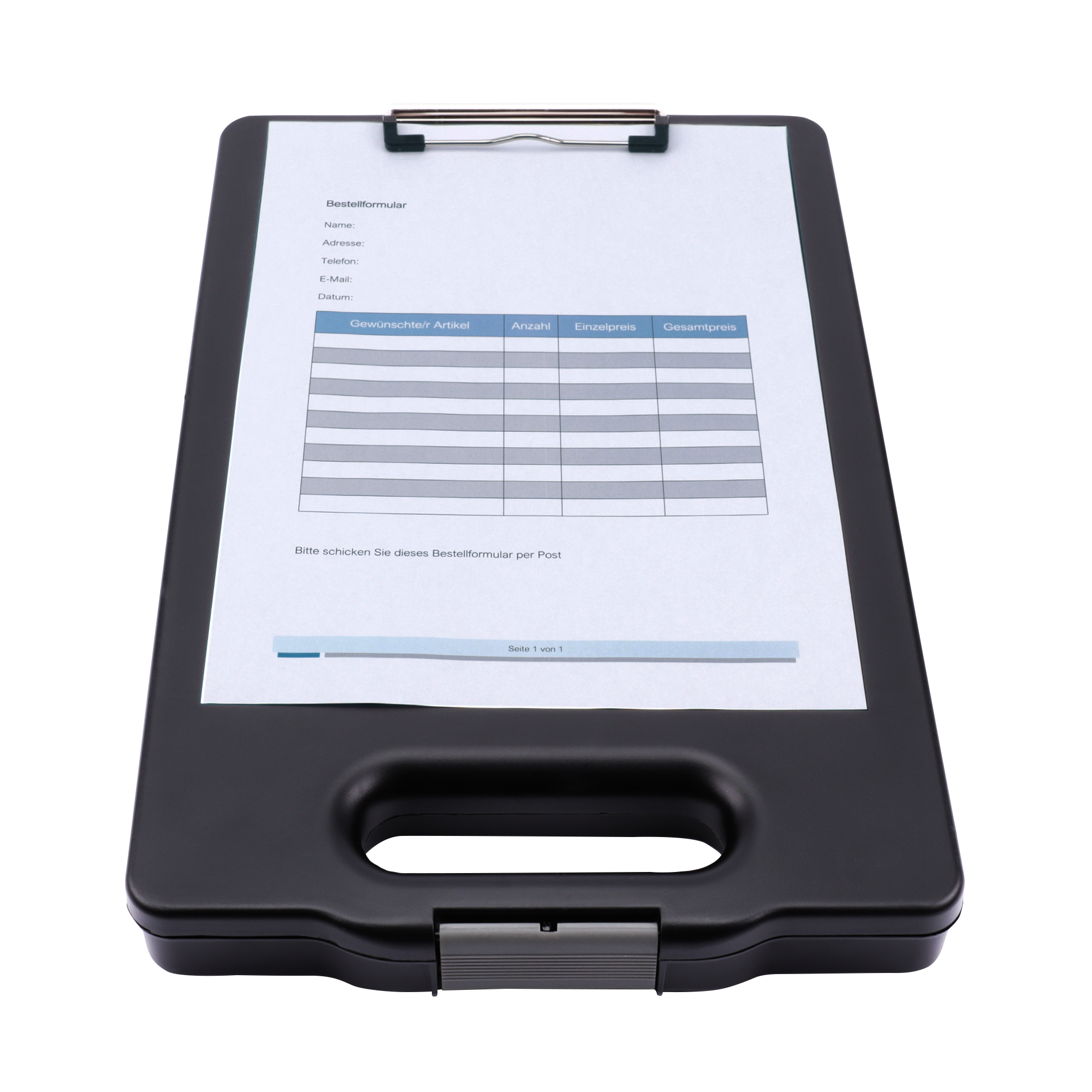A4 clipboard with large storage compartment