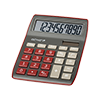 10-digit desktop calculator with dual power (solar and battery), dark red