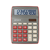 10-digit desktop calculator with dual power (solar and battery), dark red